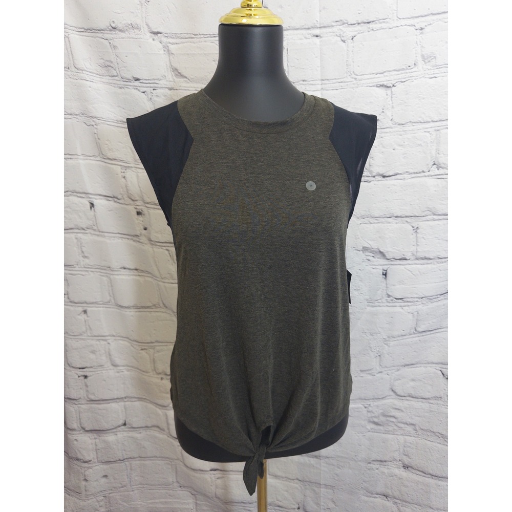 Eddie Bauer Motion Tank Top Women XS Grey Tie Front FreeDry Mesh Activewear NWT‎
